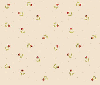 R791706D CREAM Tiny Strawberries Fabric