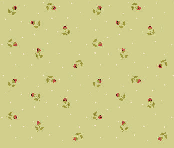 R791706D LIME Tiny Strawberries Fabric