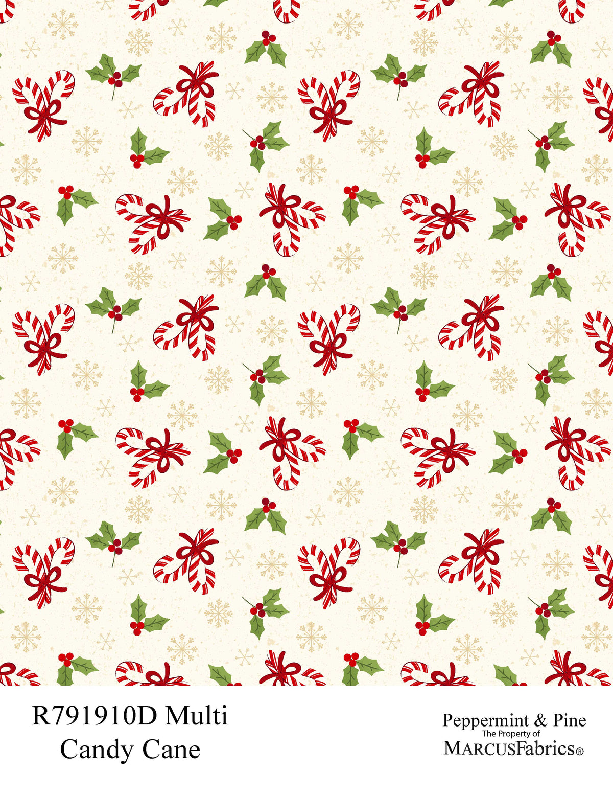 R791910D-Multi-Candy-Cane Peppermint & Pine Fabric
