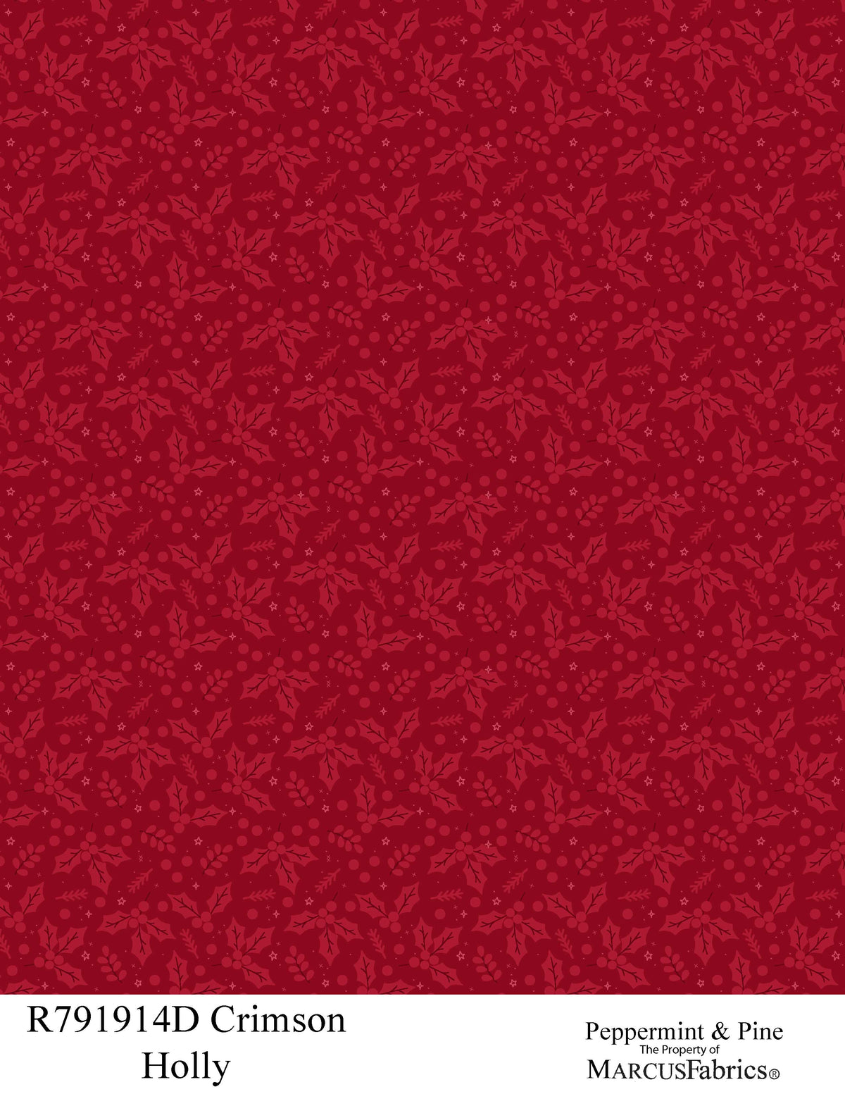 R791914D-Crimson-Holly Peppermint & Pine Fabric