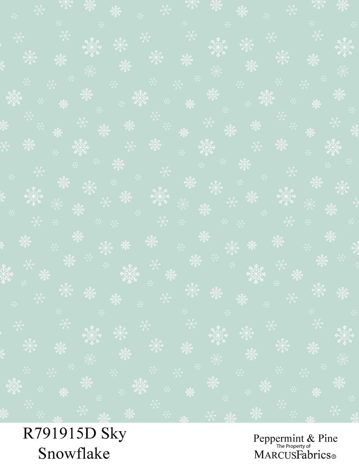 R791915D-Sky-Snowflake Peppermint & Pine Fabric