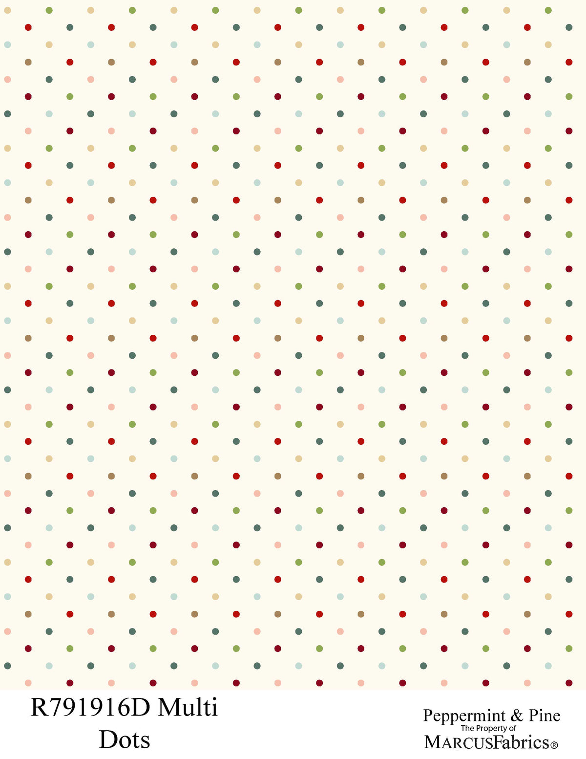 R791916D-Multi-Dots Peppermint & Pine Fabric