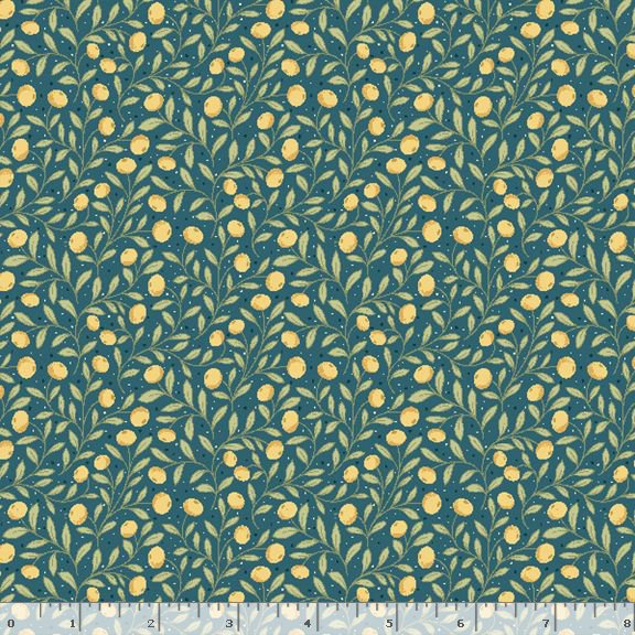 R792124D-TEAL Honeycomb Hollow Berries Fabric
