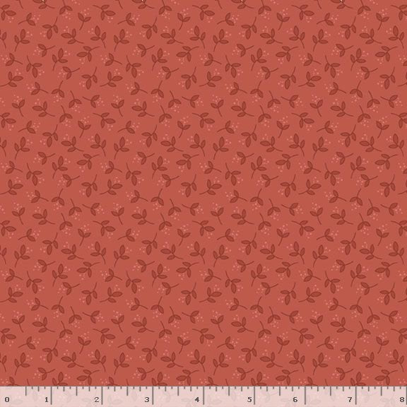 R792127D-RED Honeycomb Hollow Leaves Fabric