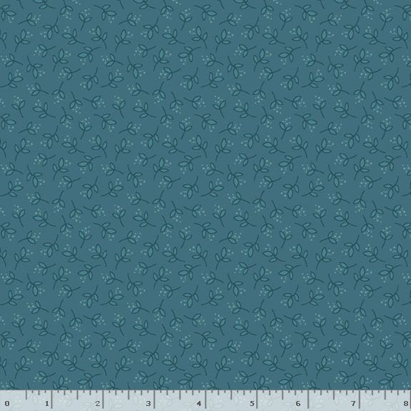 R792127D-TEAL Honeycomb Hollow Leaves Fabric