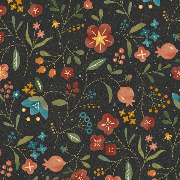 R791225D Charcoal Large Floral Fabric
