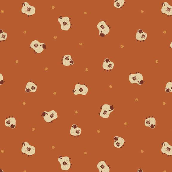 R791227D Paprika Sheepies Fabric