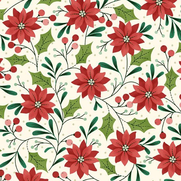 POINSETTIAS R791432D  MULTI Half Yard of Fabric