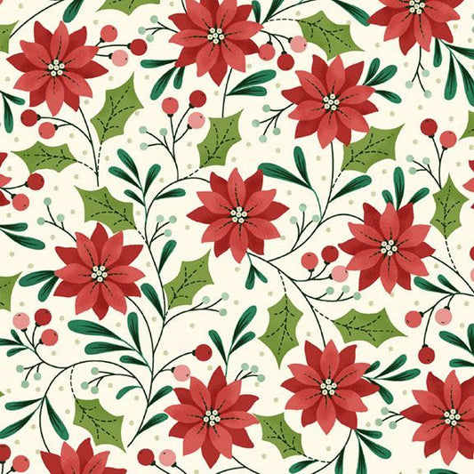POINSETTIAS R791432D  MULTI Half Yard of Fabric