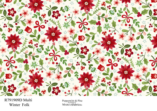 R791909D-Multi-Winter-Folk Peppermint & Pine Fabric