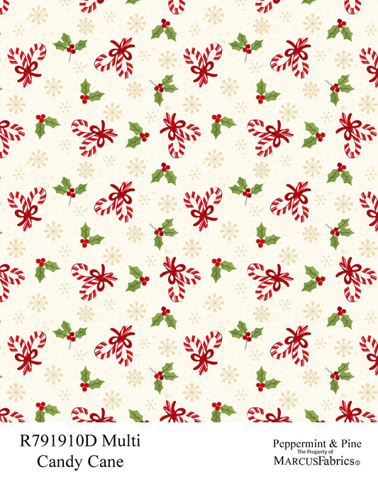 R791910D-Multi-Candy-Cane Peppermint & Pine Fabric