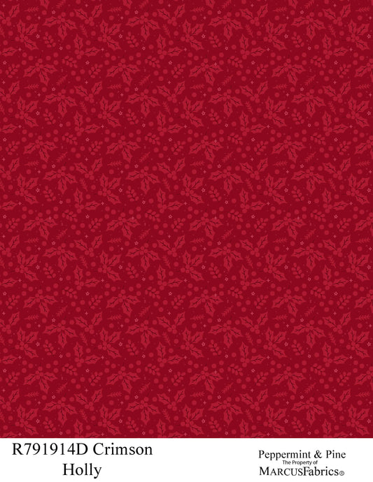 R791914D-Crimson-Holly Peppermint & Pine Fabric