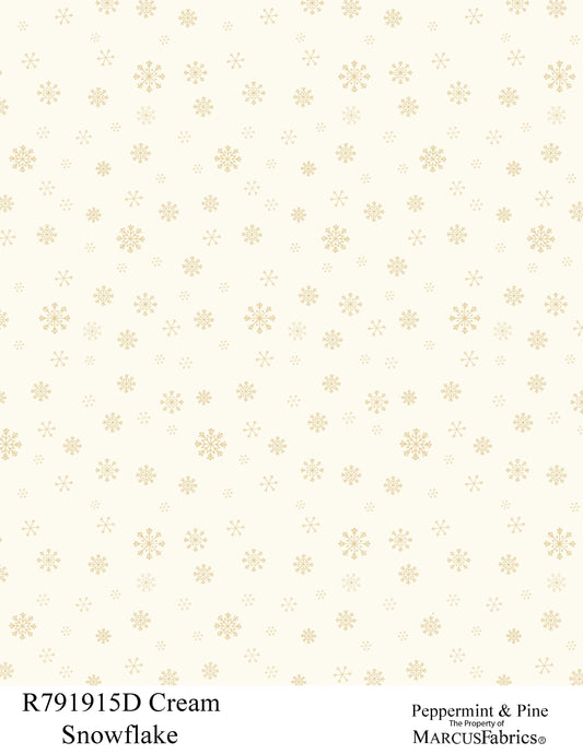R791915D-Cream-Snowflake Peppermint & Pine Fabric