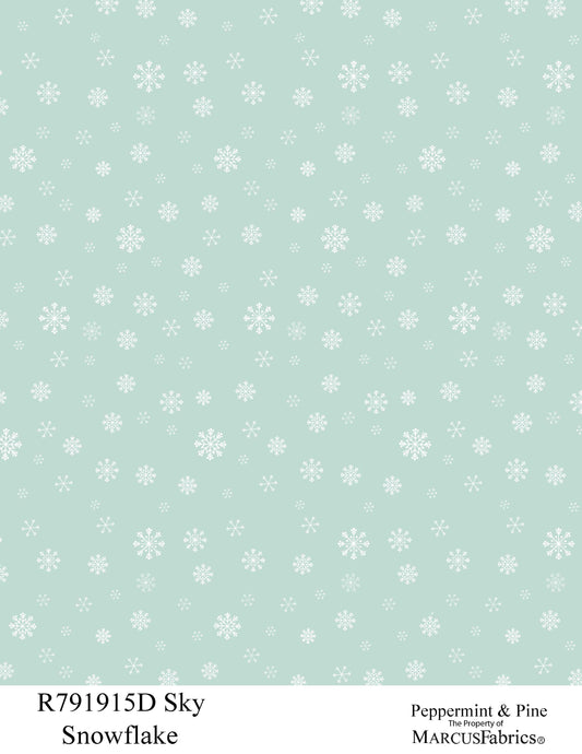 R791915D-Sky-Snowflake Peppermint & Pine Fabric