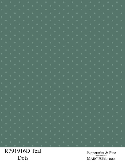 R791916D-Teal-Dots Peppermint & Pine Fabric