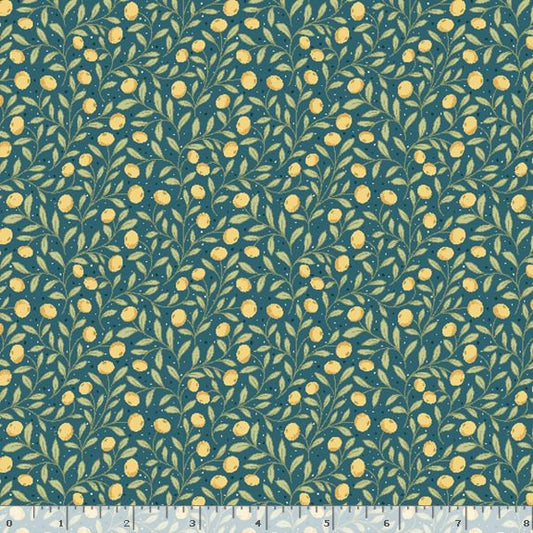 R792124D-TEAL Honeycomb Hollow Berries Fabric