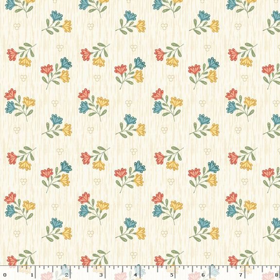 R792125D-CREAM Honeycomb Hollow Tossed Floral Fabric