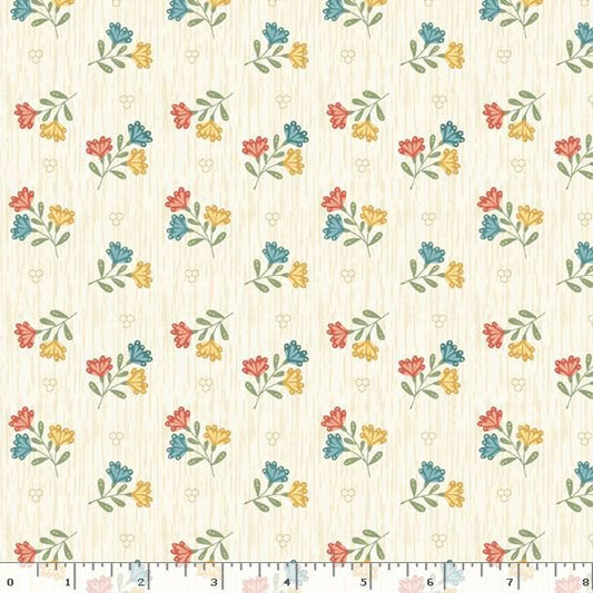 R792125D-CREAM Honeycomb Hollow Tossed Floral Fabric