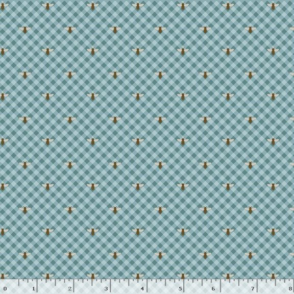 R792126D-TEAL Honeycomb Hollow Bees Fabric