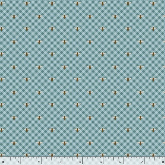 R792126D-TEAL Honeycomb Hollow Bees Fabric