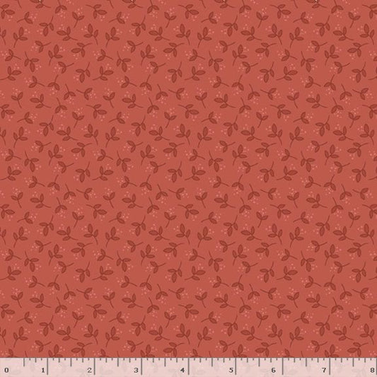 R792127D-RED Honeycomb Hollow Leaves Fabric