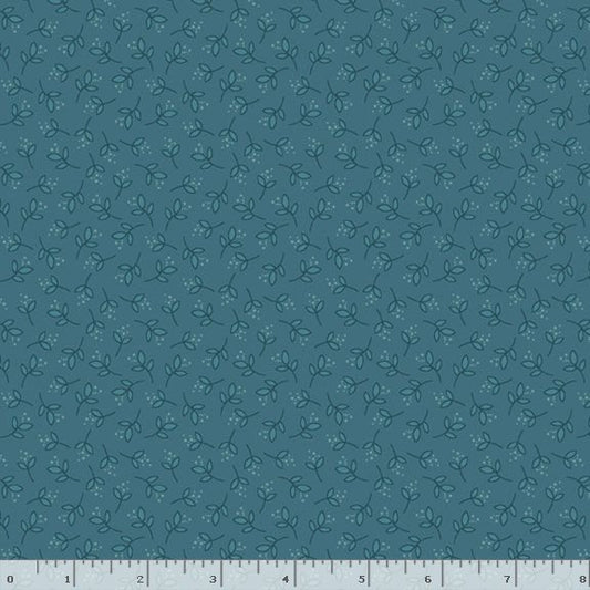 R792127D-TEAL Honeycomb Hollow Leaves Fabric