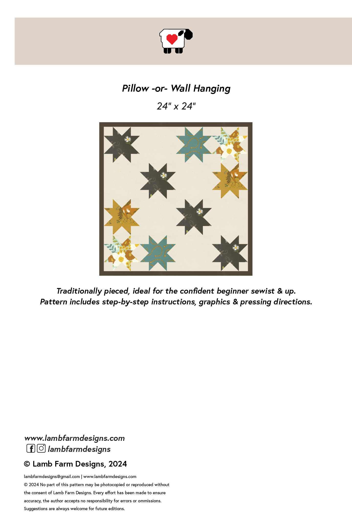 Twinkle Free Bonus Pillow Pattern