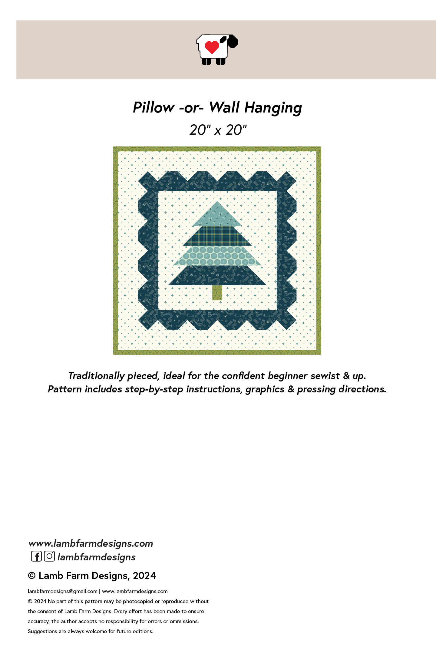 Winter Postage Free Bonus Pillow Pattern